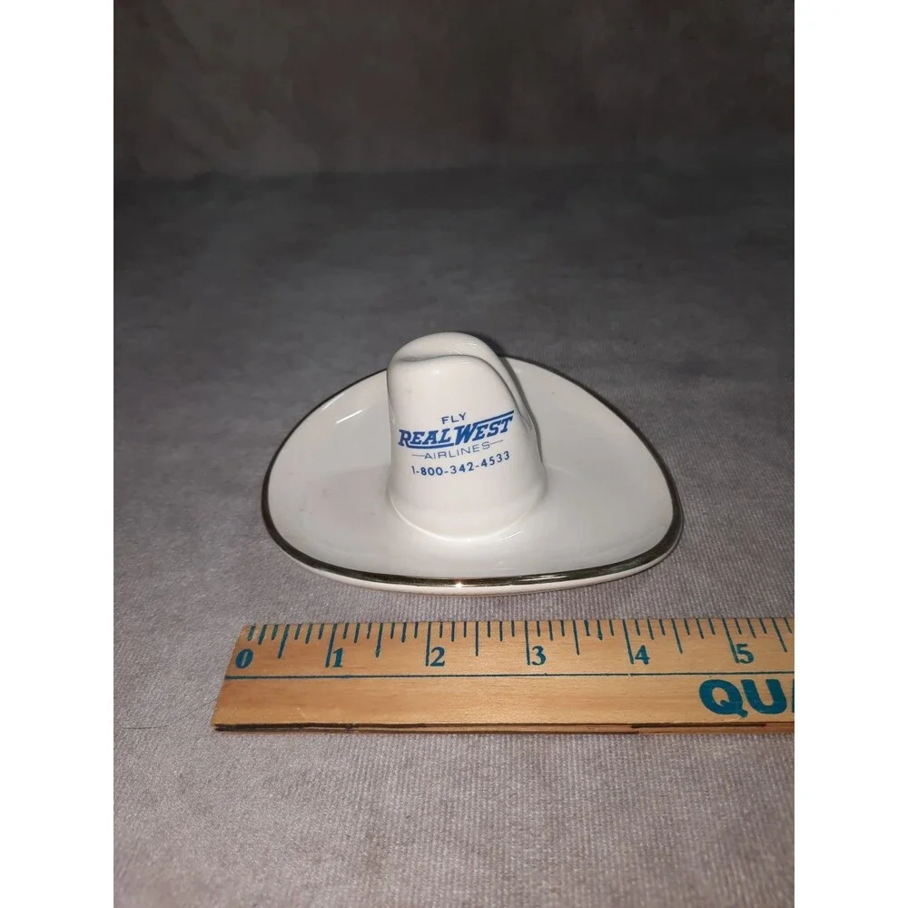 Vintage Fly Real West Airlines Cowboy Hat Figurine Advertisement